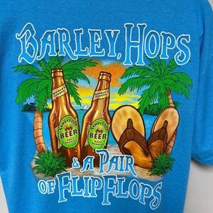 Barley Hops & A Pair of Flip Flops Graphic Tee XL Beer Beach T-Shirt Cotton